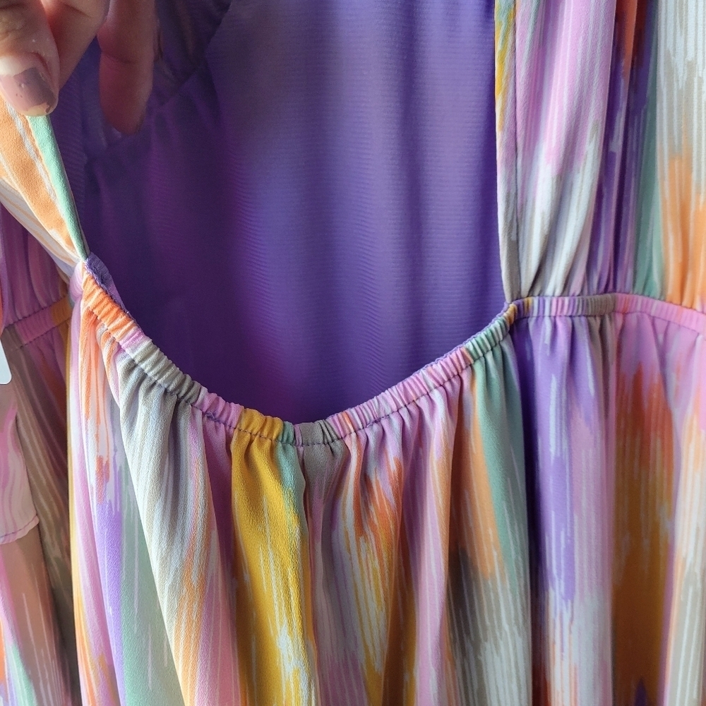 NWT COLLECTIVE CONCEPTS MIDI DRESS MULTICOLOR SIZE MEDIUM RUFFLES OPEN BACK - Picture 9 of 14